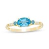 Thumbnail Image 1 of Sideways Oval Blue Topaz and Diamond Accent Ring in 10K Gold