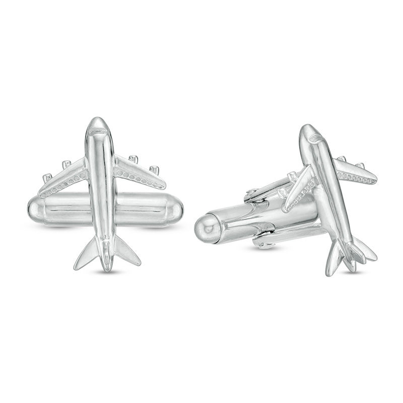 Men's Textured Airplane Cuff Links in Sterling Silver|Peoples Jewellers