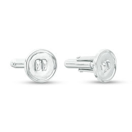 Men's Threaded Button Cuff Links in Sterling Silver