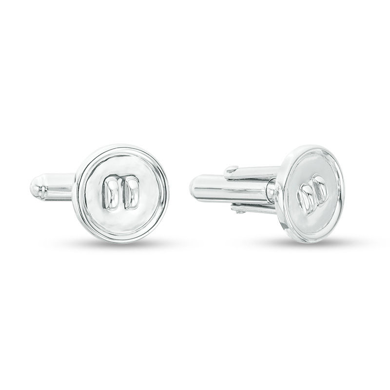 Men's Threaded Button Cuff Links in Sterling Silver|Peoples Jewellers