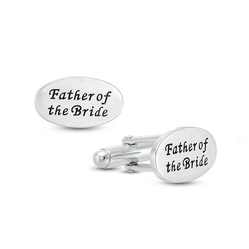 Men's Oval Etched "Father of the Bride" Cuff Links in Sterling Silver|Peoples Jewellers