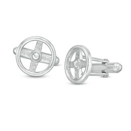 Men's Racecar Steering Wheel Cuff Links in Sterling Silver