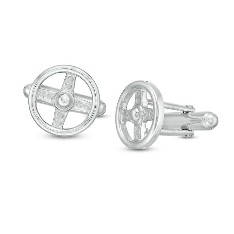 Men's Racecar Steering Wheel Cuff Links in Sterling Silver|Peoples Jewellers