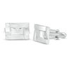 Men's Rectangle Overlapping Frame Cuff Links in Sterling silver
