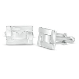 Men's Rectangle Overlapping Frame Cuff Links in Sterling silver