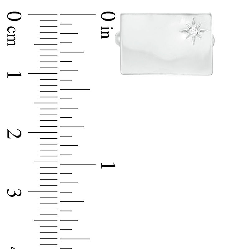 Main Image 2 of Men's Diamond Accent Starburst Rectangular Cuff Links in Sterling Silver