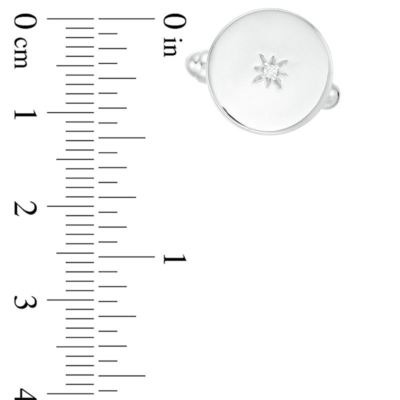 Main Image 2 of Men's Diamond Accent Starburst Round Cuff Links in Sterling Silver
