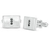 Thumbnail Image 1 of Men's 0.145 CT. T.W. Black Diamond Vertical Trio Cuff Links in Sterling Silver