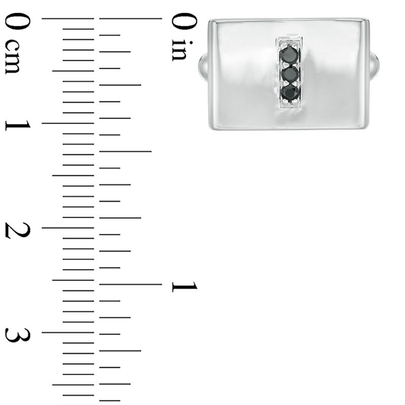Main Image 2 of Men's 0.145 CT. T.W. Black Diamond Vertical Trio Cuff Links in Sterling Silver