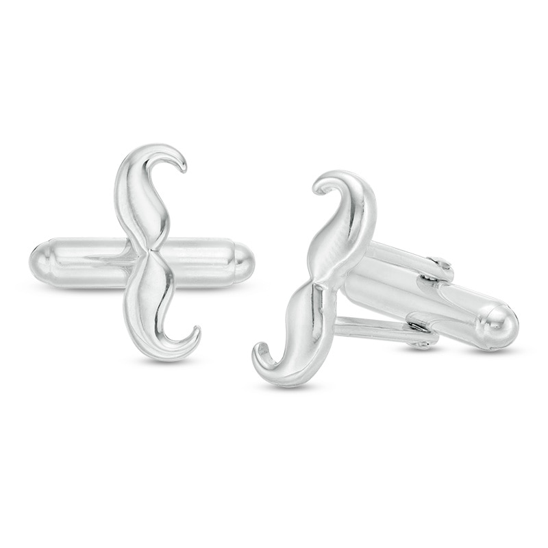 Handlebar Mustache Cuff Links in Sterling Silver