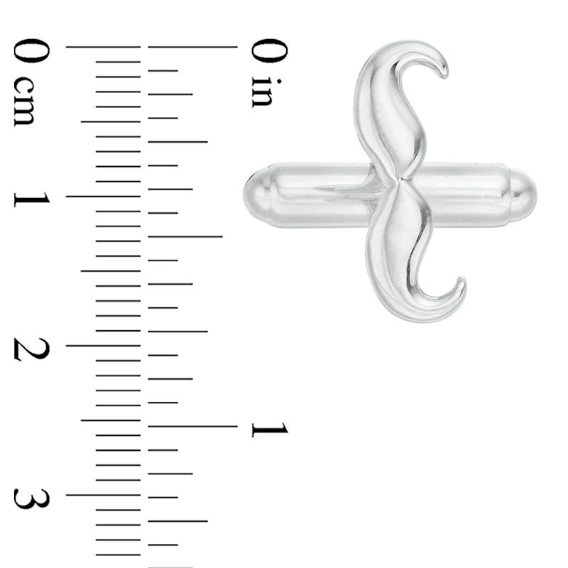 Handlebar Mustache Cuff Links in Sterling Silver
