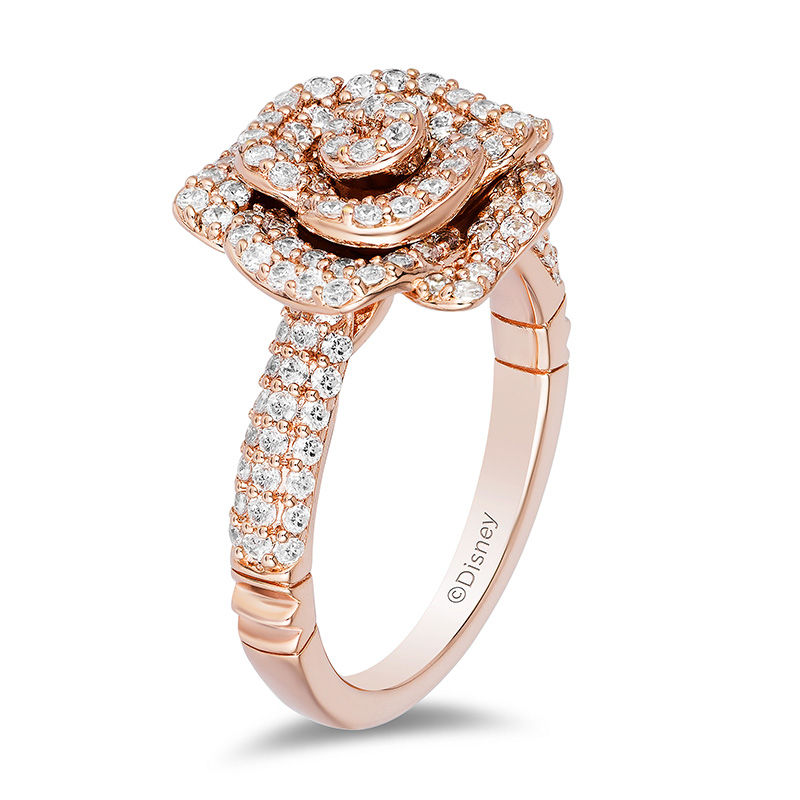 Enchanted Disney Belle 1.01 CT. T.W. Diamond Rose Ring in 10K Rose Gold