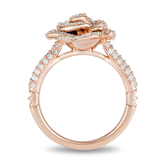 Enchanted Disney Belle 1.01 CT. T.W. Diamond Rose Ring in 10K Rose Gold