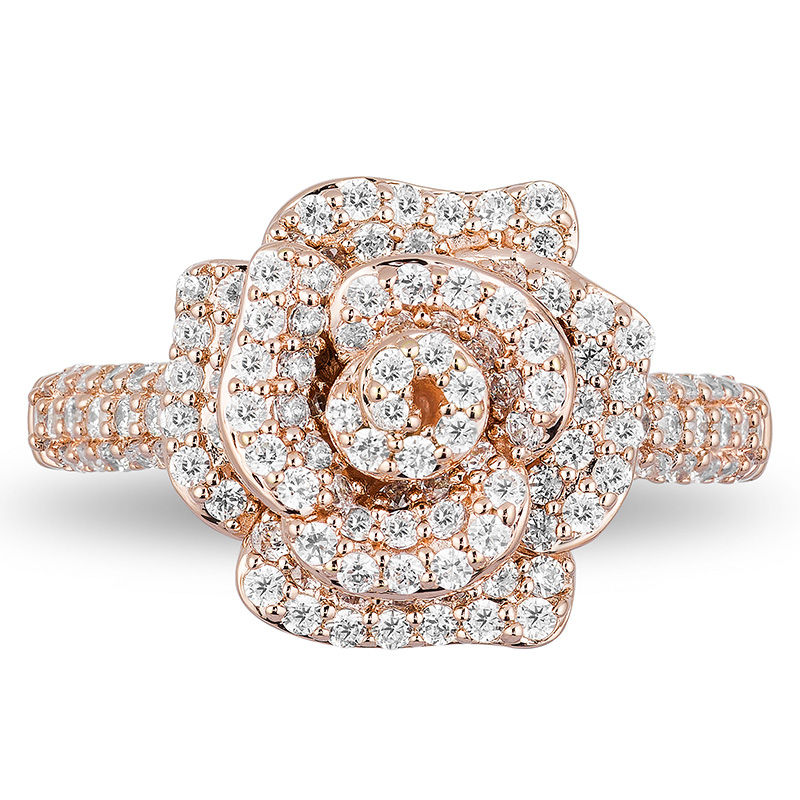 Enchanted Disney Belle 1.01 CT. T.W. Diamond Rose Ring in 10K Rose Gold