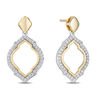 Thumbnail Image 2 of Enchanted Disney Jasmine 0.18 CT. T.W. Diamond Arabesque Outline Drop Earrings in Sterling Silver and 10K Gold