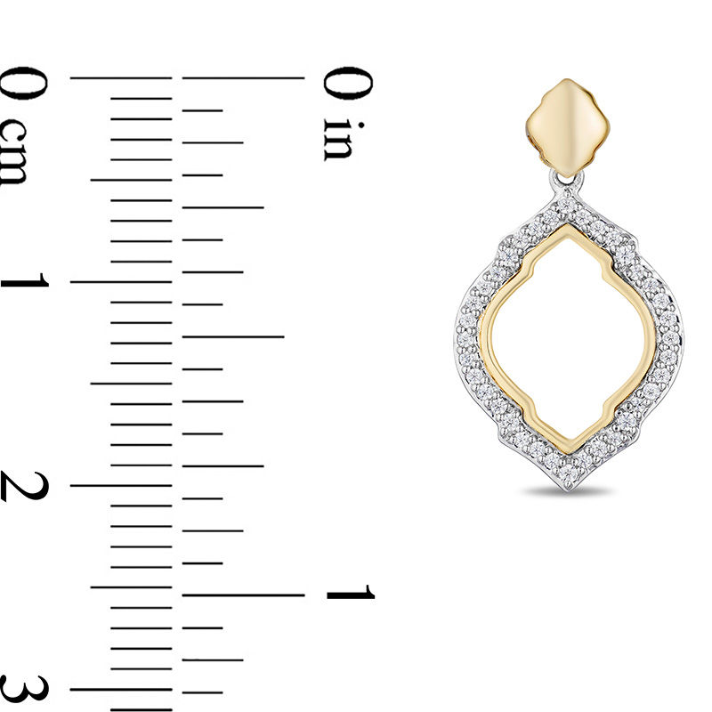 Main Image 3 of Enchanted Disney Jasmine 0.18 CT. T.W. Diamond Arabesque Outline Drop Earrings in Sterling Silver and 10K Gold
