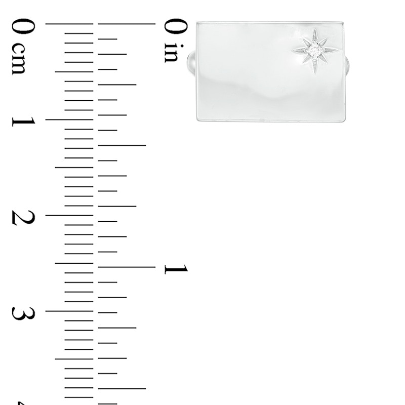 Diamond Accent Starburst Rectangular Cuff Links in Sterling Silver