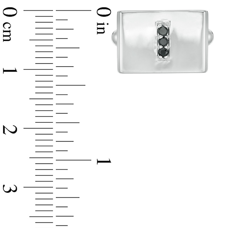 0.145 CT. T.W. Black Diamond Vertical Trio Cuff Links in Sterling Silver