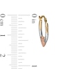 Thumbnail Image 3 of 17.0mm Multi-Finish with Puff Heart Tube Huggie Hoop Earrings in 14K Tri-Tone Gold