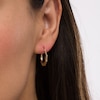 Thumbnail Image 2 of 18.0mm Multi-Finish Twist Geometric Tube Hoop Earrings in 14K Tri-Tone Gold