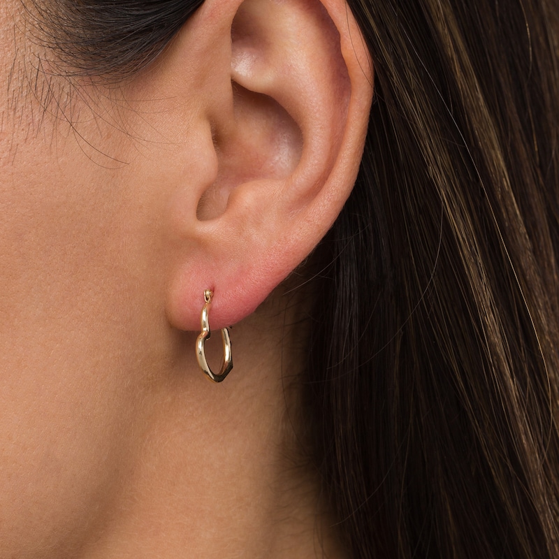 Main Image 2 of 17.0mm Tilted Tube Heart-Shaped Hoop Earrings in 14K Gold