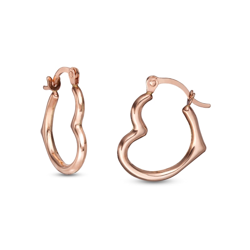 17.0mm Tilted Tube Heart-Shaped Hoop Earrings in 14K Rose Gold|Peoples Jewellers