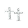 Thumbnail Image 1 of 0.04 CT. T.W. Diamond Cross Stud Earrings in 10K White Gold