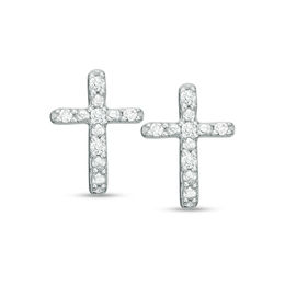 0.04 CT. T.W. Diamond Cross Stud Earrings in 10K White Gold