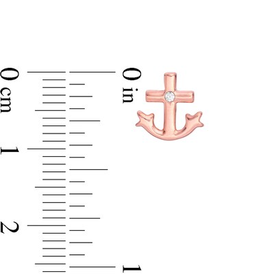 Diamond Accent Anchor Stud Earrings in 10K Rose Gold