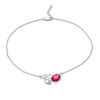 Thumbnail Image 1 of Oval Lab-Created Ruby and White Sapphire Scrolling Vine Anklet in Sterling Silver - 10"