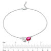 Thumbnail Image 3 of Oval Lab-Created Ruby and White Sapphire Scrolling Vine Anklet in Sterling Silver - 10"
