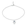 Thumbnail Image 0 of Lab-Created Blue Sapphire Solitaire Hamsa Dangle Anklet in Sterling Silver - 10"