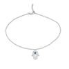 Thumbnail Image 1 of Lab-Created Blue Sapphire Solitaire Hamsa Dangle Anklet in Sterling Silver - 10"