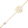 Thumbnail Image 0 of 4.0mm Lab-Created Pink and White Sapphire Rose Anklet in 10K Gold - 10"