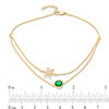 Thumbnail Image 1 of 6.0mm Lab-Created Emerald Solitaire and Daisy Outline Double Strand Anklet in 10K Gold - 10"