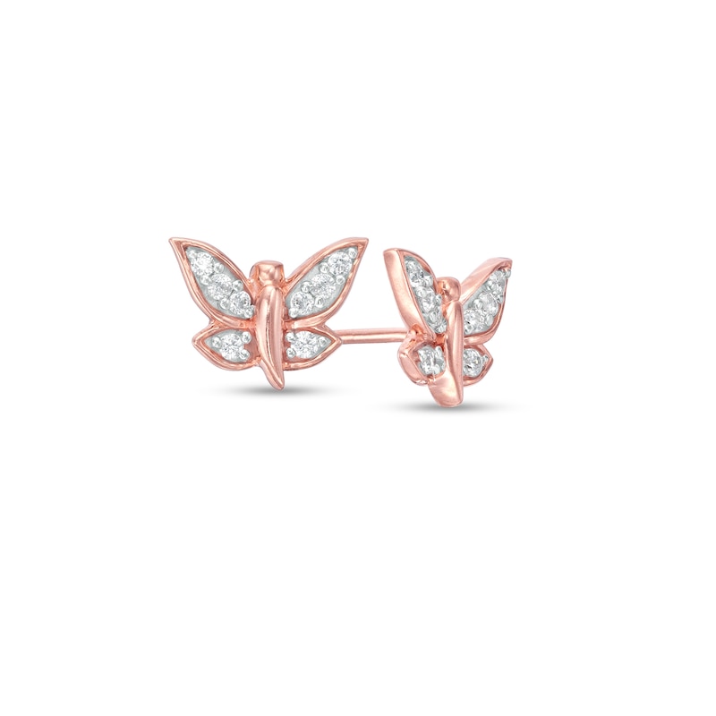 0.145 CT. T.W. Diamond Butterfly Stud Earrings in 10K Rose Gold