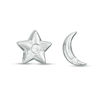 Thumbnail Image 1 of 0.04 CT. T.W. Diamond Moon and Star Mismatch Stud Earrings in Sterling Silver