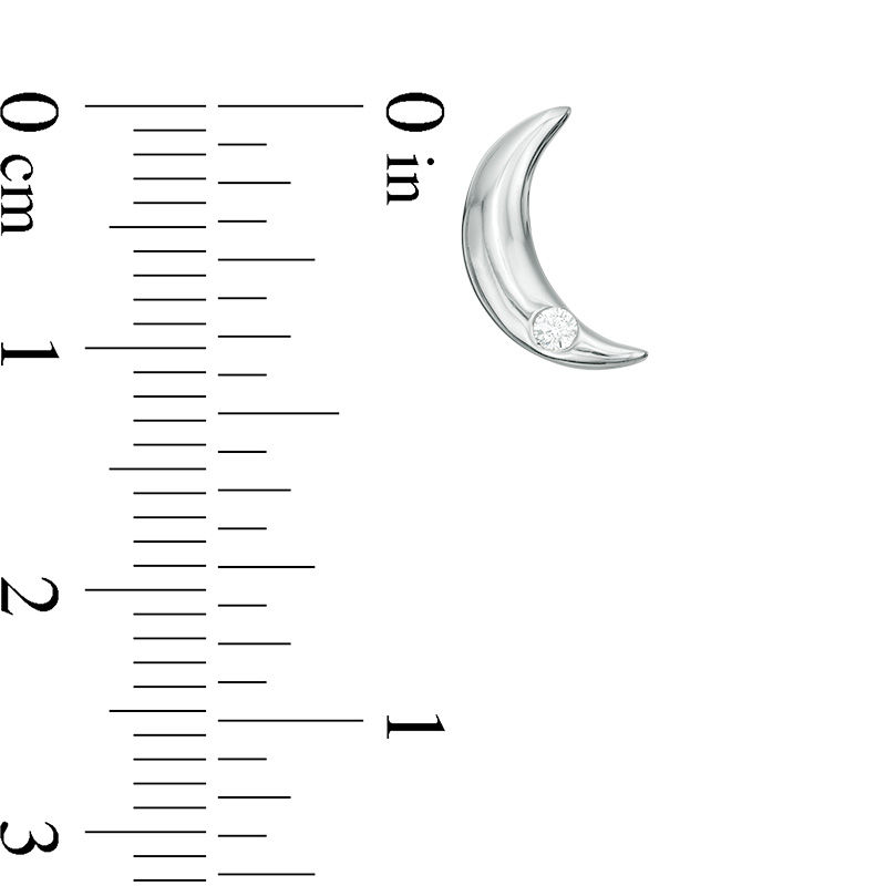 Main Image 2 of 0.04 CT. T.W. Diamond Moon and Star Mismatch Stud Earrings in Sterling Silver