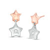 Thumbnail Image 0 of 0.04 CT. T.W. Diamond Double Star Drop Earrings in Sterling Silver and 10K Rose Gold