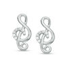 Thumbnail Image 1 of 0.085 CT. T.W. Diamond Treble Clef Stud Earrings in Sterling Silver