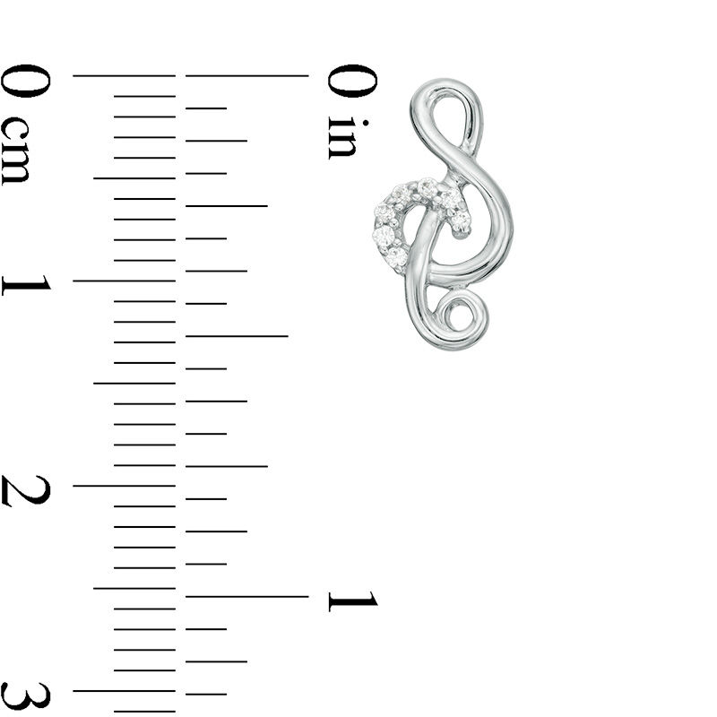 Main Image 2 of 0.085 CT. T.W. Diamond Treble Clef Stud Earrings in Sterling Silver