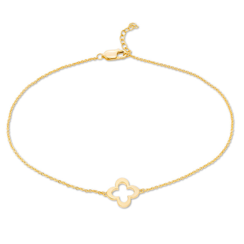 Quatrefoil Outline Anklet in 10K Gold - 10"|Peoples Jewellers