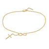 Thumbnail Image 1 of Infinity Cross Drop Anklet in 10K Gold - 10"