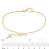 Thumbnail Image 2 of Infinity Cross Drop Anklet in 10K Gold - 10"