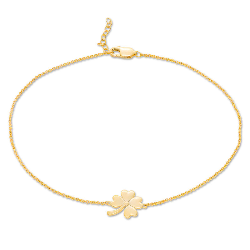 Four-Leaf Clover Anklet in 10K Gold - 10"|Peoples Jewellers