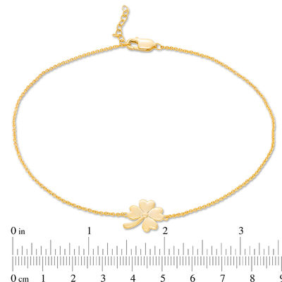 Four-Leaf Clover Anklet in 10K Gold - 10"