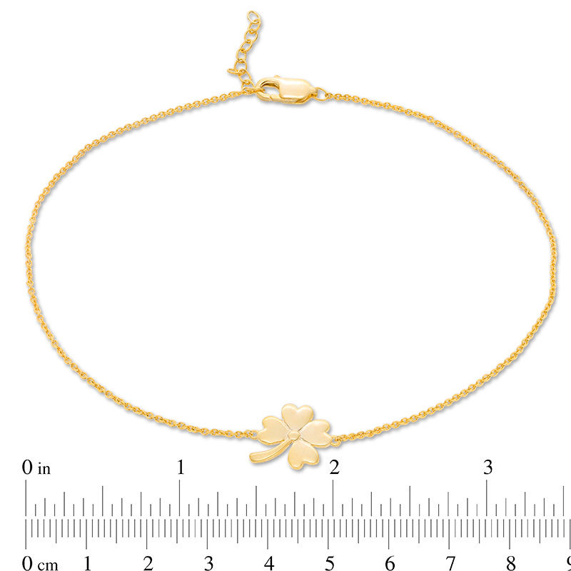 Main Image 3 of Four-Leaf Clover Anklet in 10K Gold - 10"