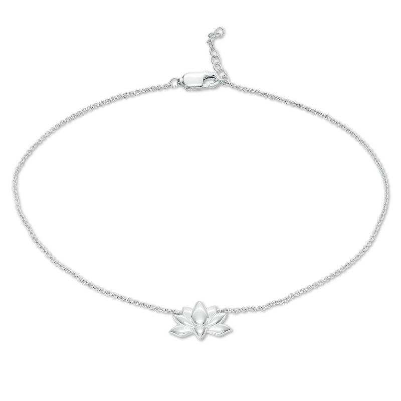 Lotus Flower Anklet in Sterling Silver - 10"|Peoples Jewellers