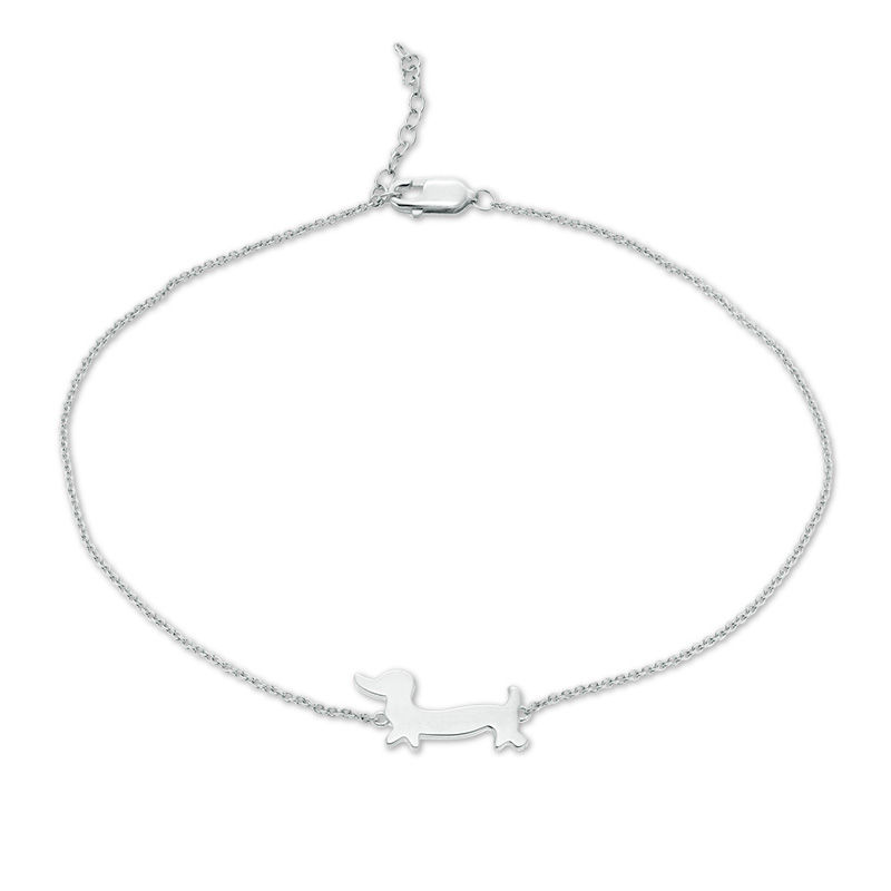 Walking Dachshund Anklet in Sterling Silver - 10"|Peoples Jewellers