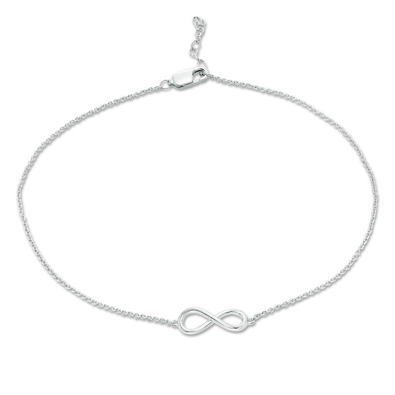 Infinity Double Strand Anklet in 10K White Gold - 9.25"|Peoples Jewellers